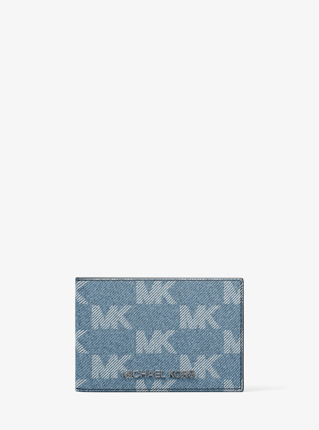 Michael Kors Cooper Medium Signature Logo Jacquard Denim Wallet