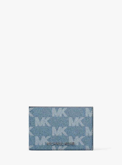 Michael Kors Cooper Medium Signature Logo Jacquard Denim Wallet