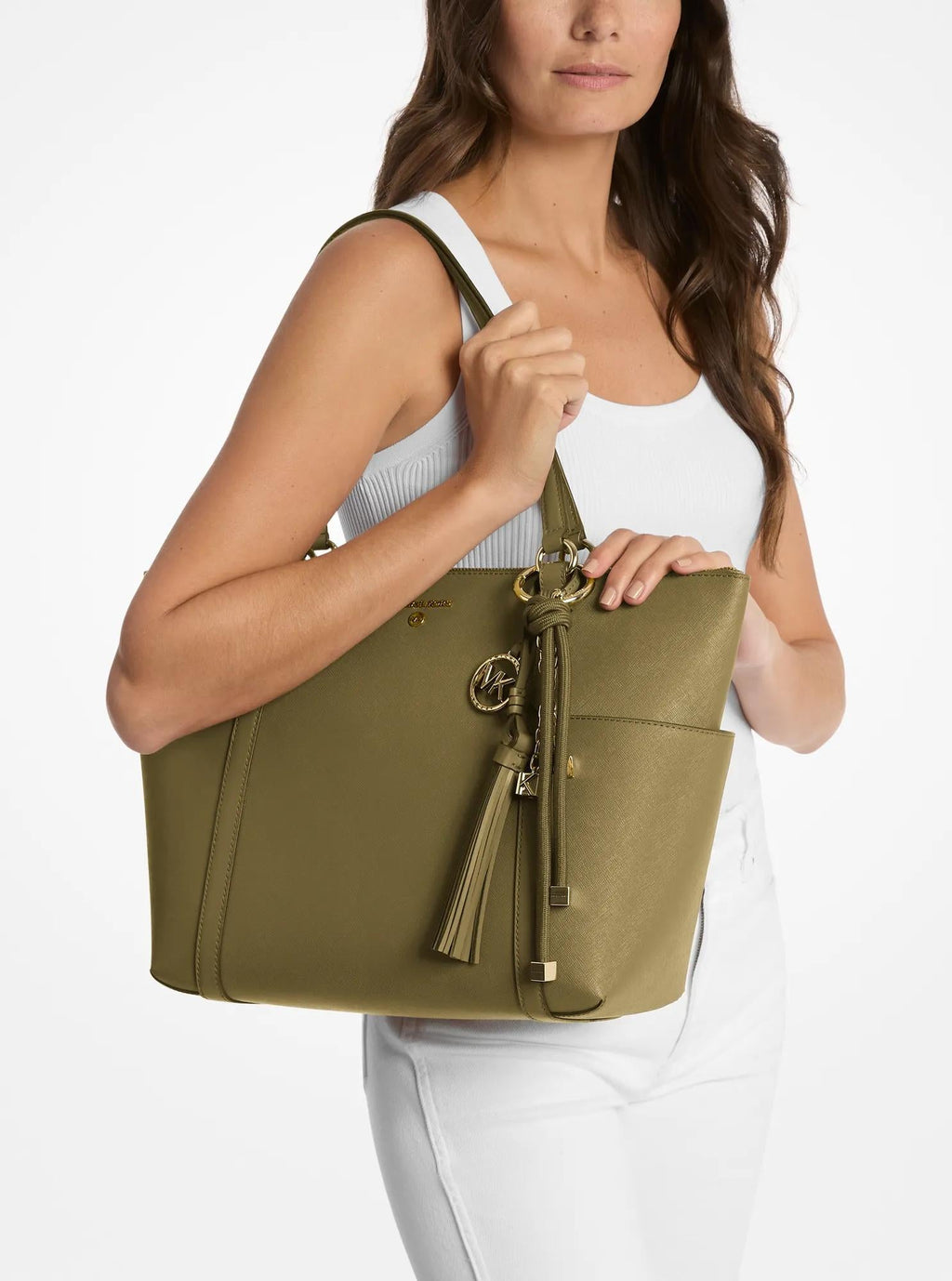 Michael Kors Sullivan Large Saffiano Leather Top-Zip Tote Bag Work Shoulder Bag