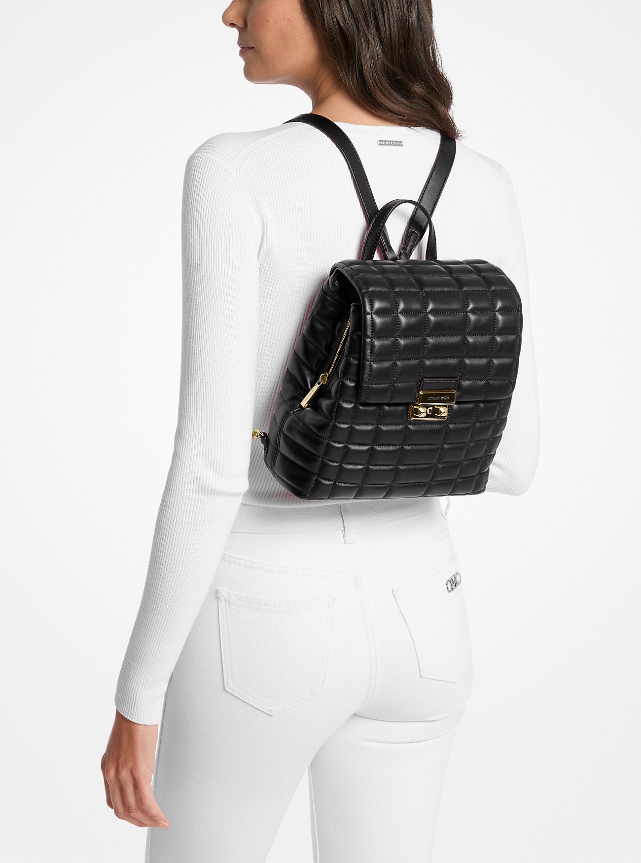 Michael Kors Tribeca Small Quilted Leather Backpack Travel School Bag