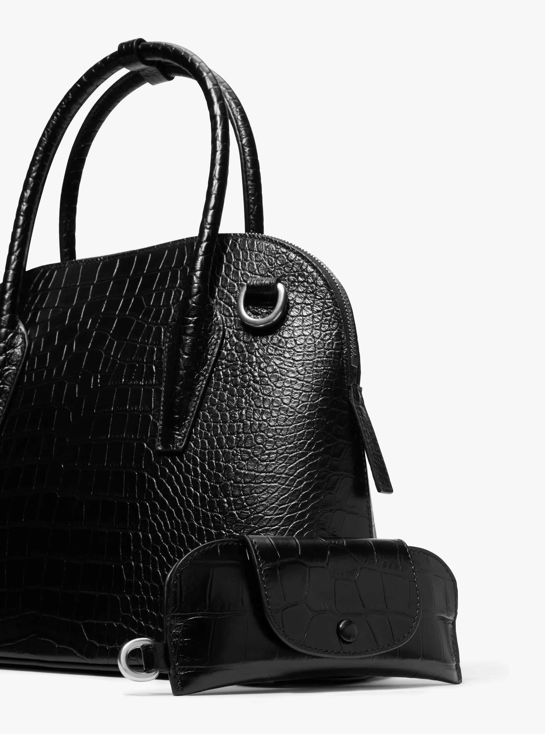 Michael Kors Kaitlin Medium Crocodile Embossed Leather Dome Satchel