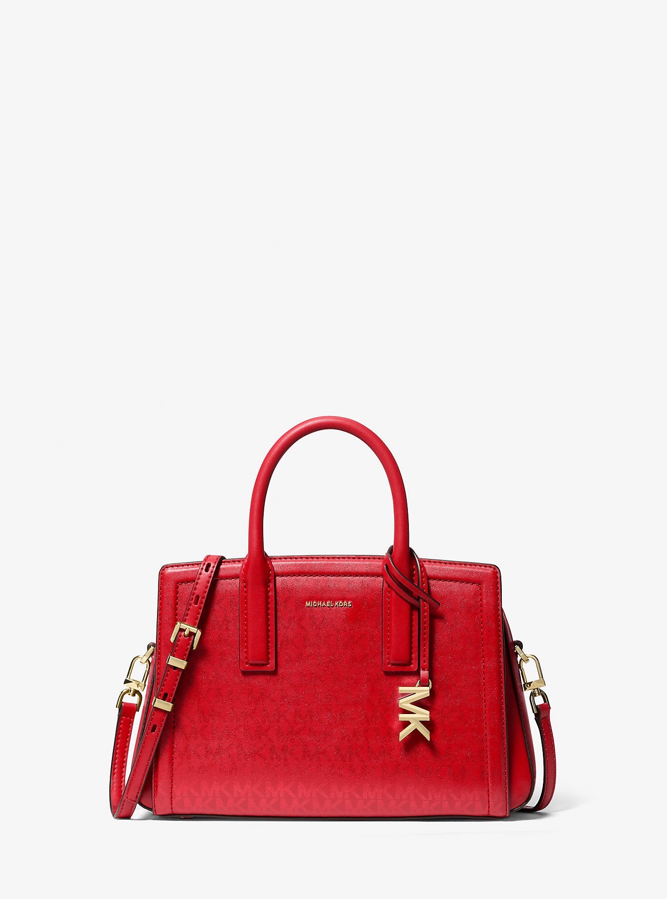 Michael Kors Laila Small Metallic Signature Signature Logo Satchel