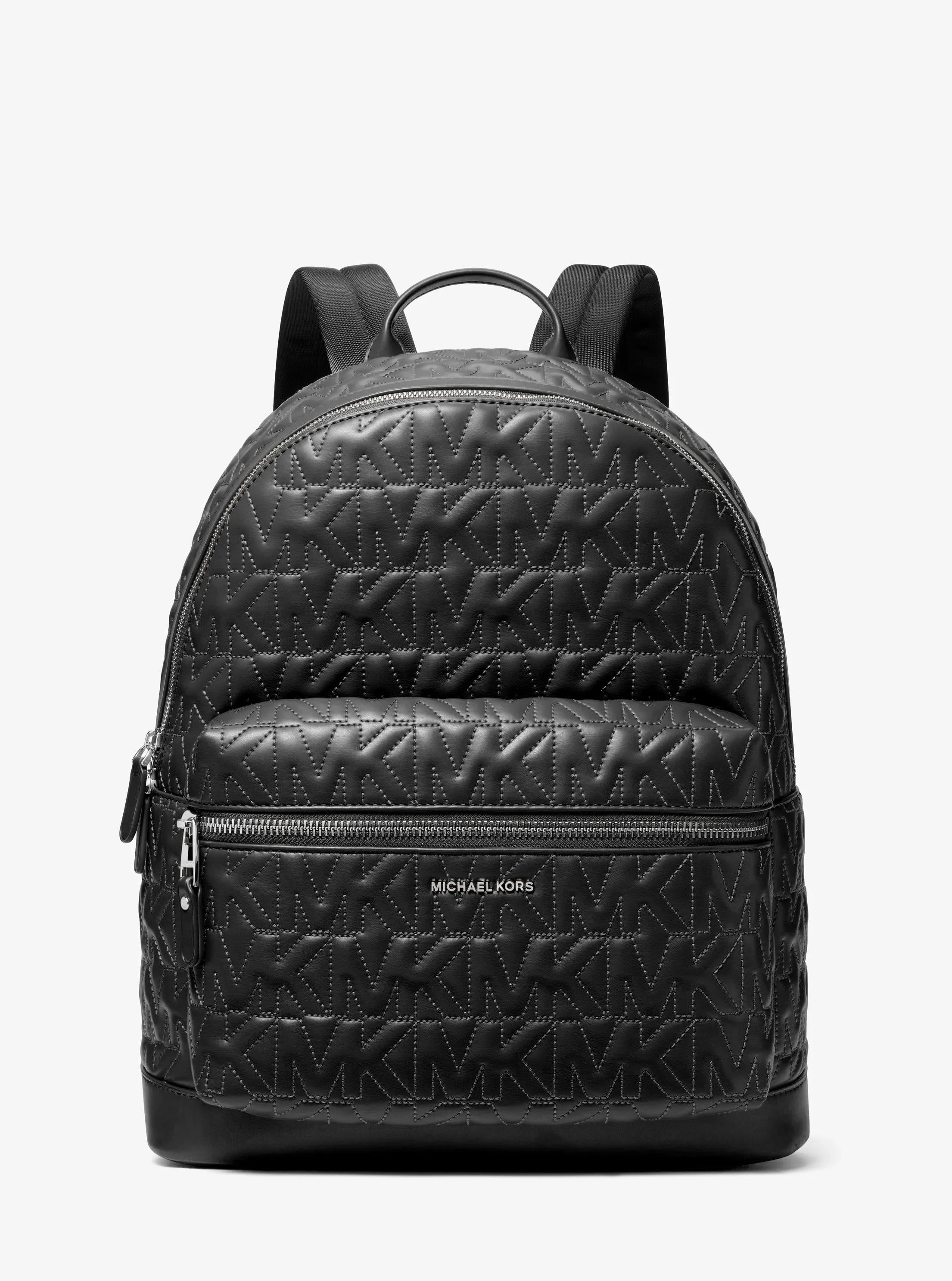 Michael Kors Hudson Medium Signature Logo Embossed Dome Backpack Travel School Bag