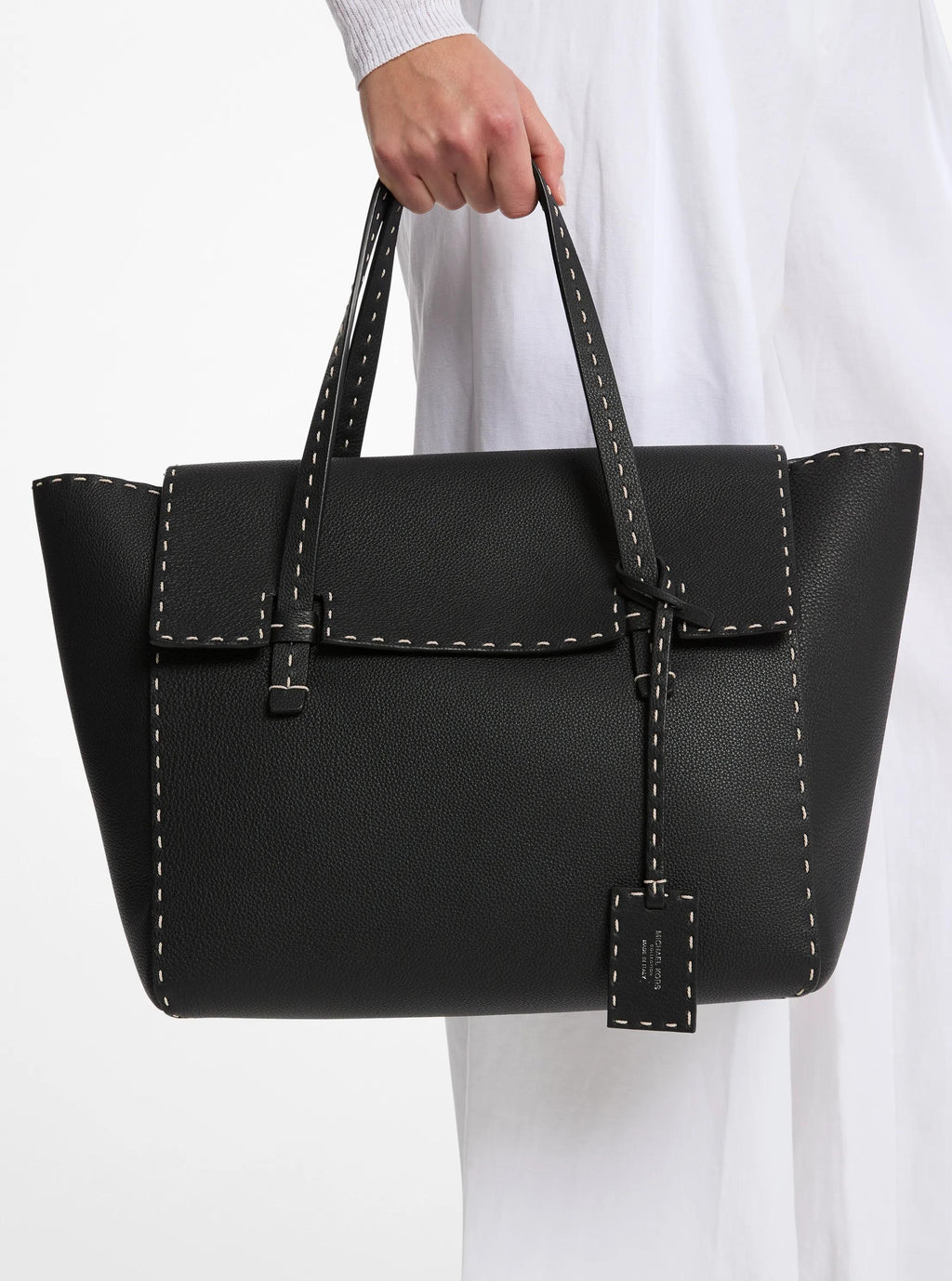 Michael Kors Sophia Hand-Stitched Pebbled Leather Satchel