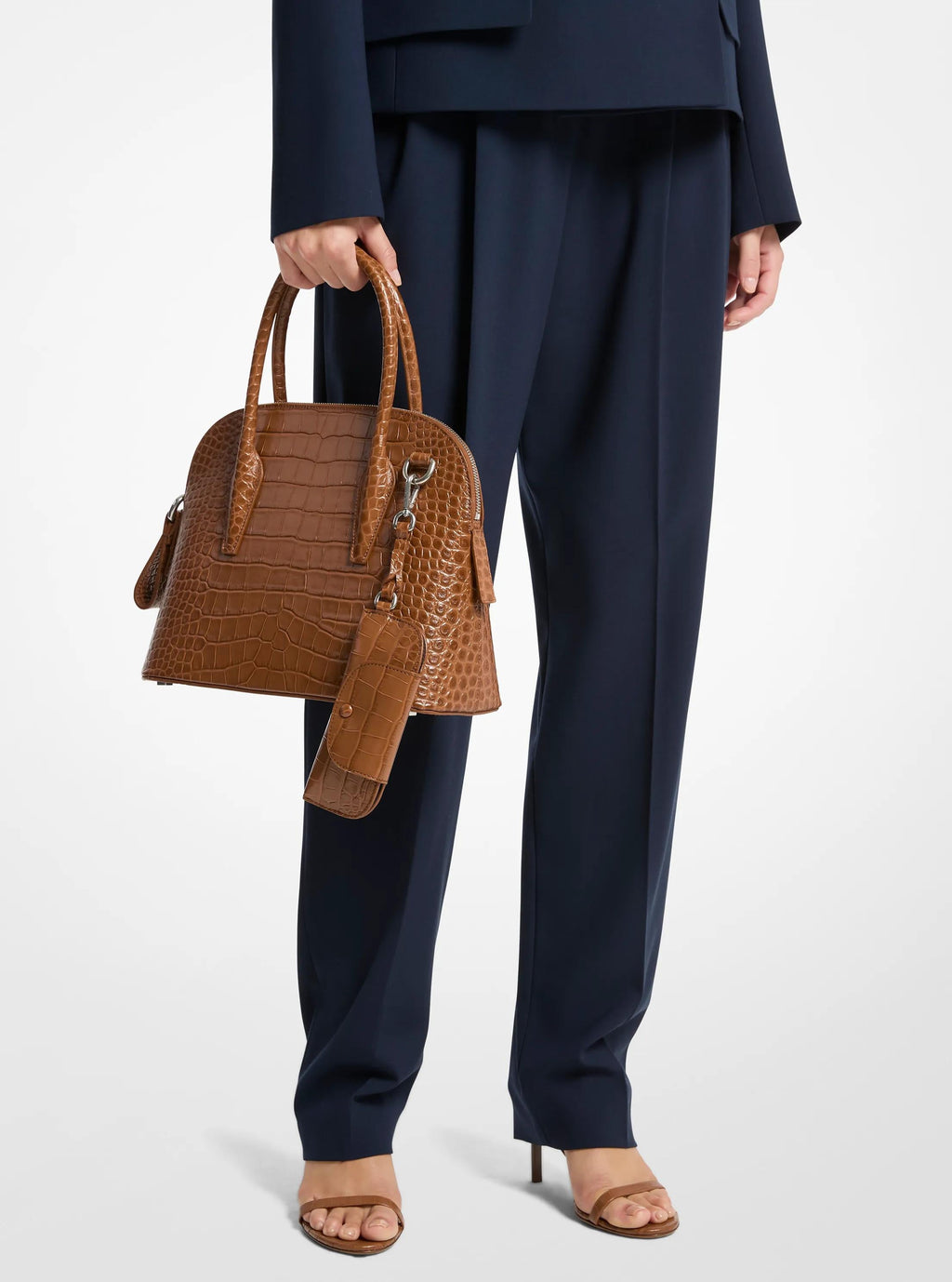 Michael Kors Kaitlin Medium Crocodile Embossed Leather Satchel