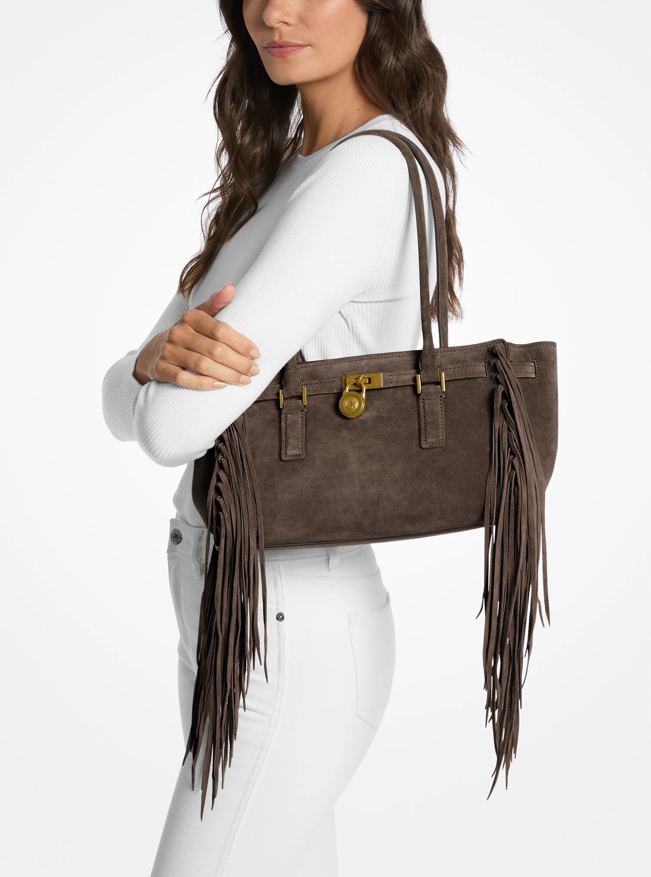 Michael Kors Hamilton Moderne Small Fringed Suede Satchel