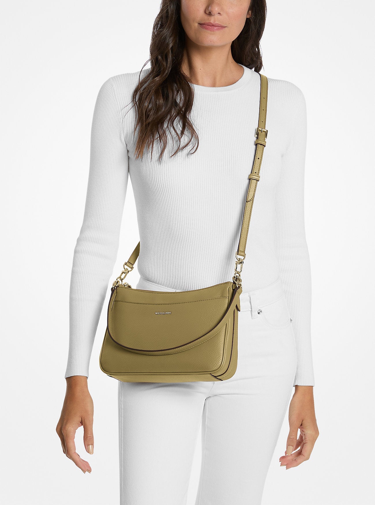 Michael Kors Jet Set Medium Pebbled Leather Convertible Crossbody Bag Bag
