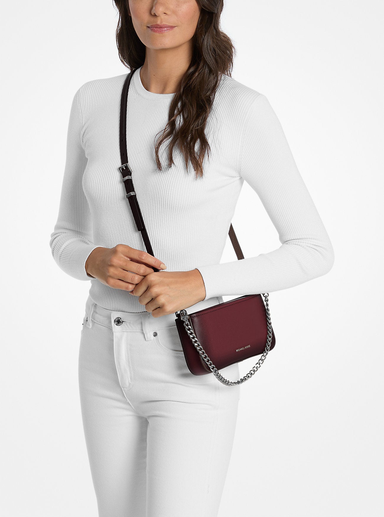 Michael Kors Bryant Small Burnished Leather Convertible Crossbody Bag Bag