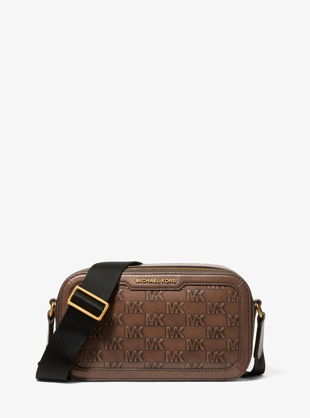 Michael Kors Hudson Signature Logo Embossed Burnished Leather Crossbody Bag Bag