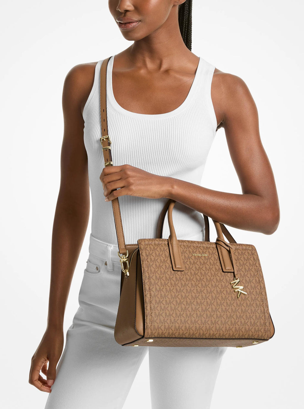 Michael Kors Laila Medium Signature Signature Logo Satchel