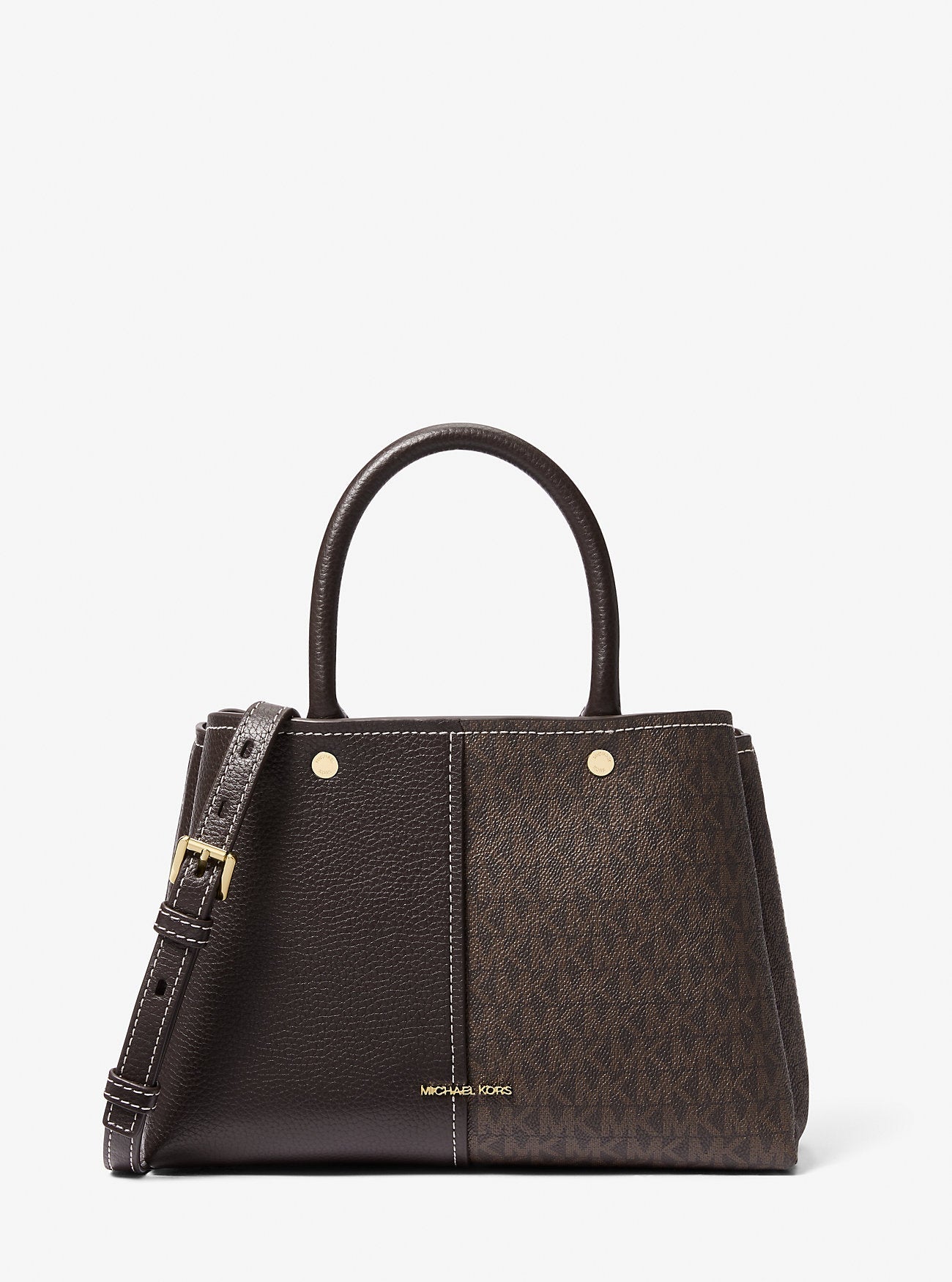Michael Kors Flora Medium Signature Signature Logo and Leather Satchel