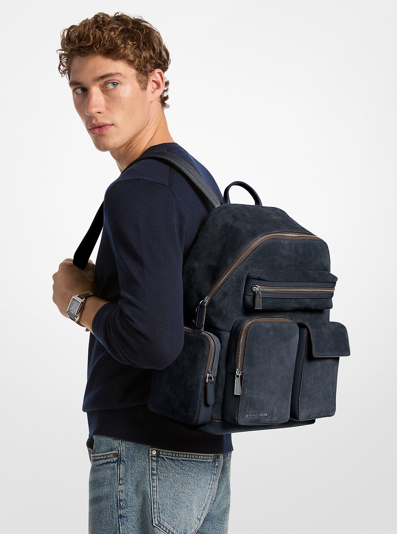 Michael Kors Dakota Medium Suede Cargo Backpack Travel School Bag