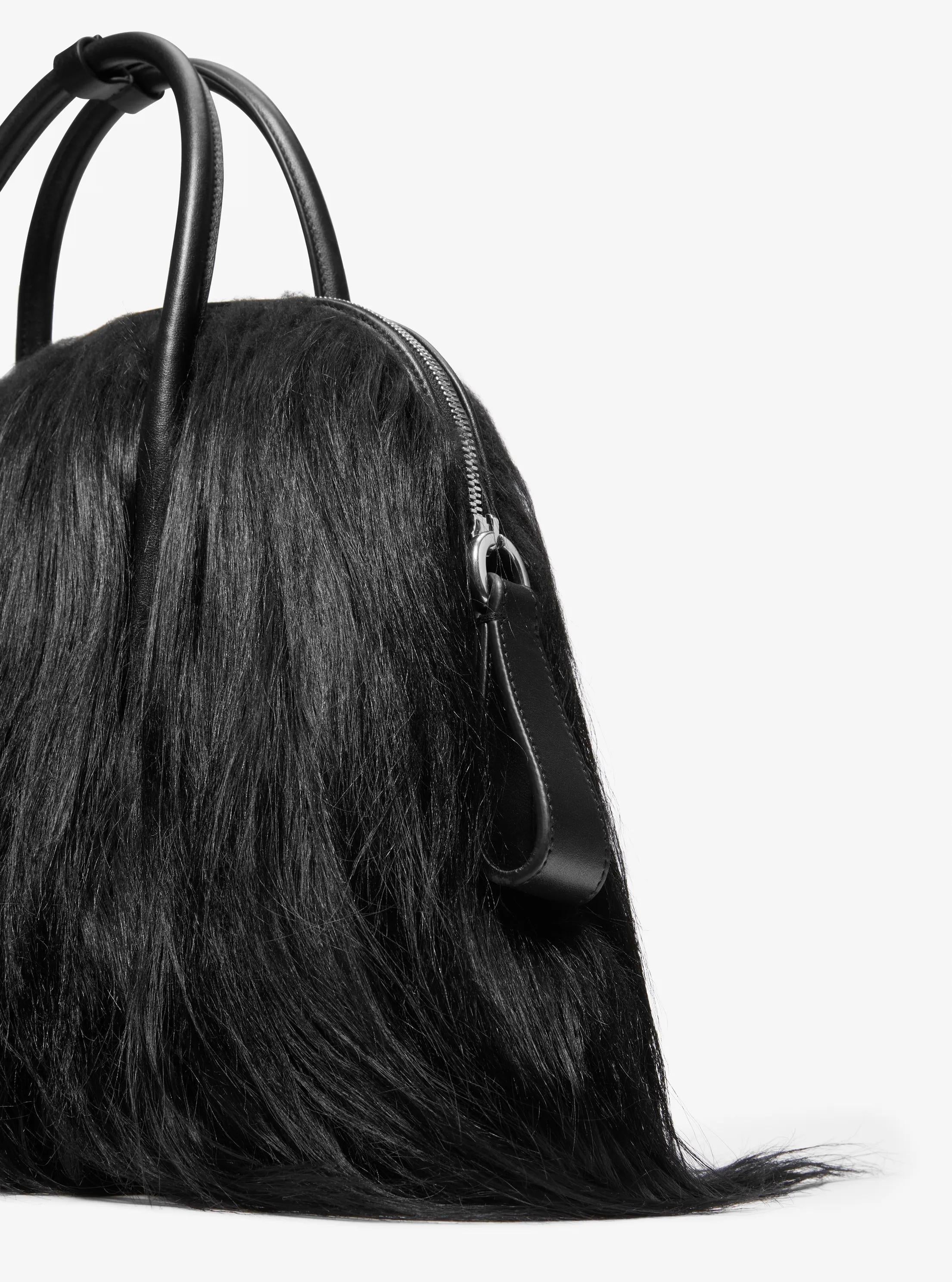 Michael Kors Kaitlin Large Long Haired Shearling Dome Satchel