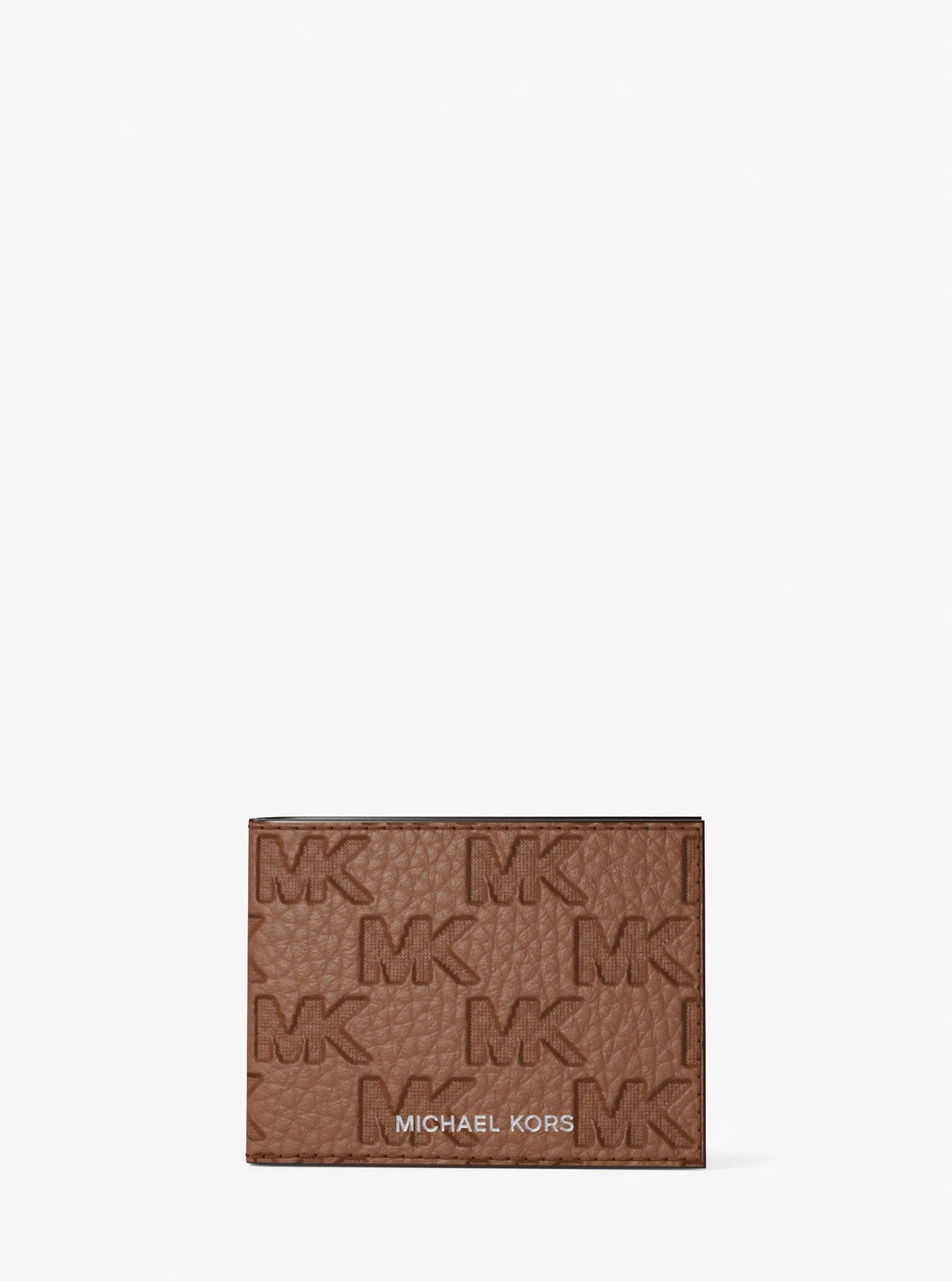 Michael Kors Hudson Signature Logo Embossed Leather Billfold Wallet and Passcase