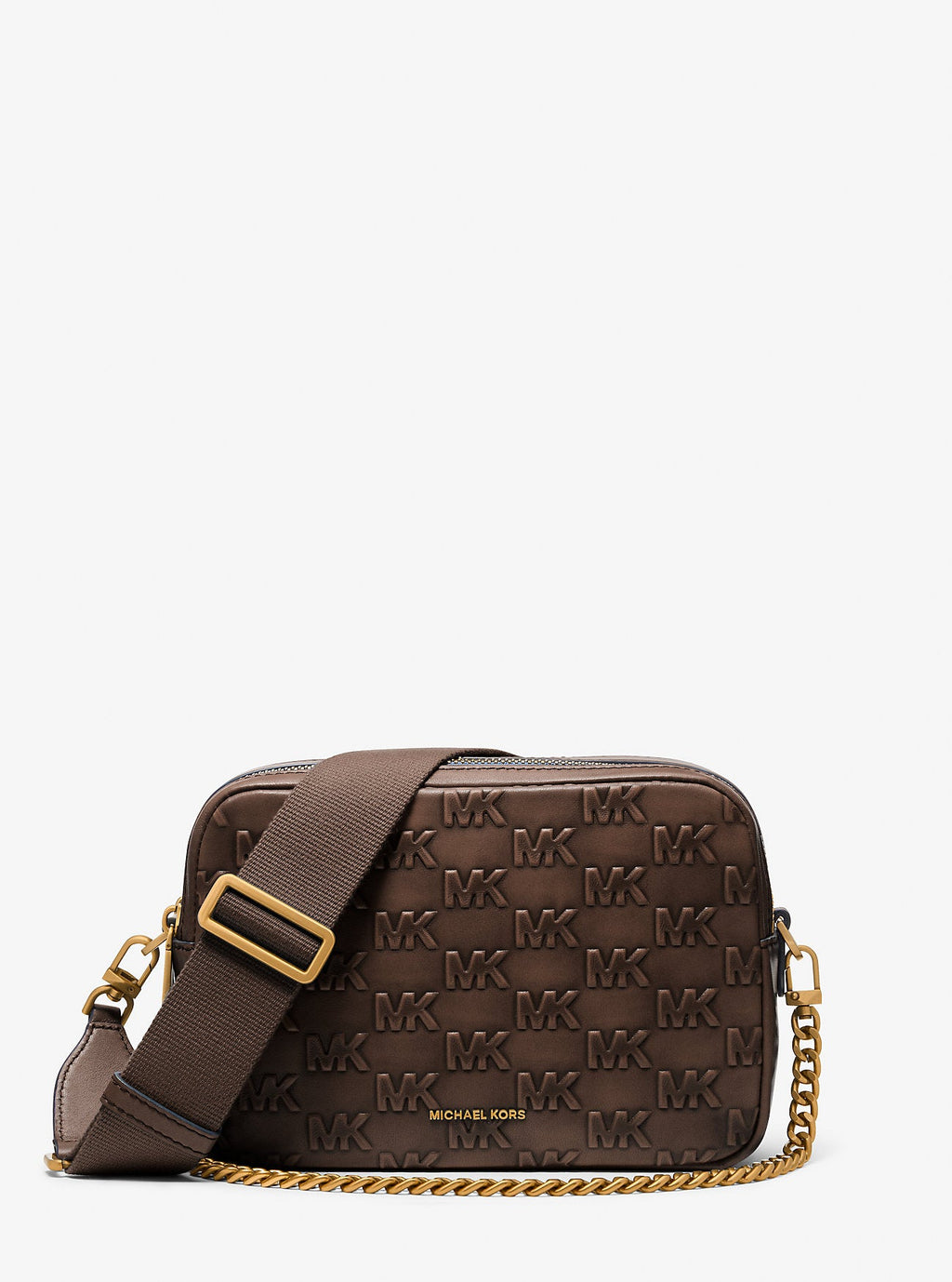 Michael Kors Bryant Medium Signature Logo Embossed Burnished Leather Crossbody Bag Bag
