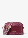Michael Kors Jet Set Large Signature Signature Logo Print Woven Crossbody Bag Bag
