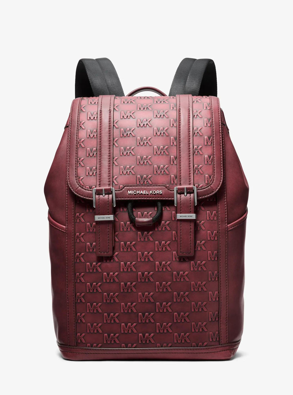 Michael Kors Colby Medium Signature Logo Embossed Burnished Leather Backpack Travel School Bag