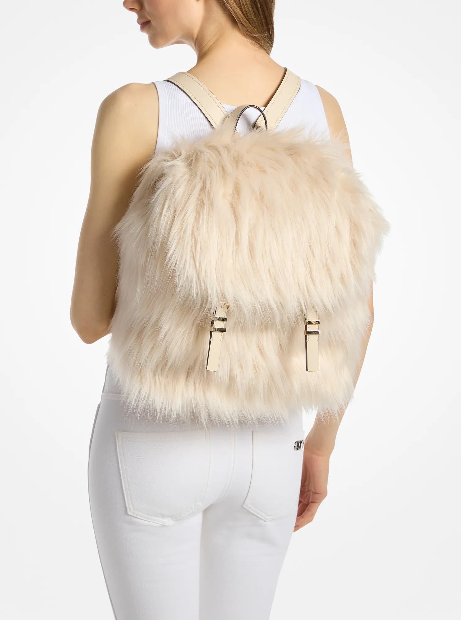 Michael Kors Quinn Medium Faux Fur Backpack Travel School Bag