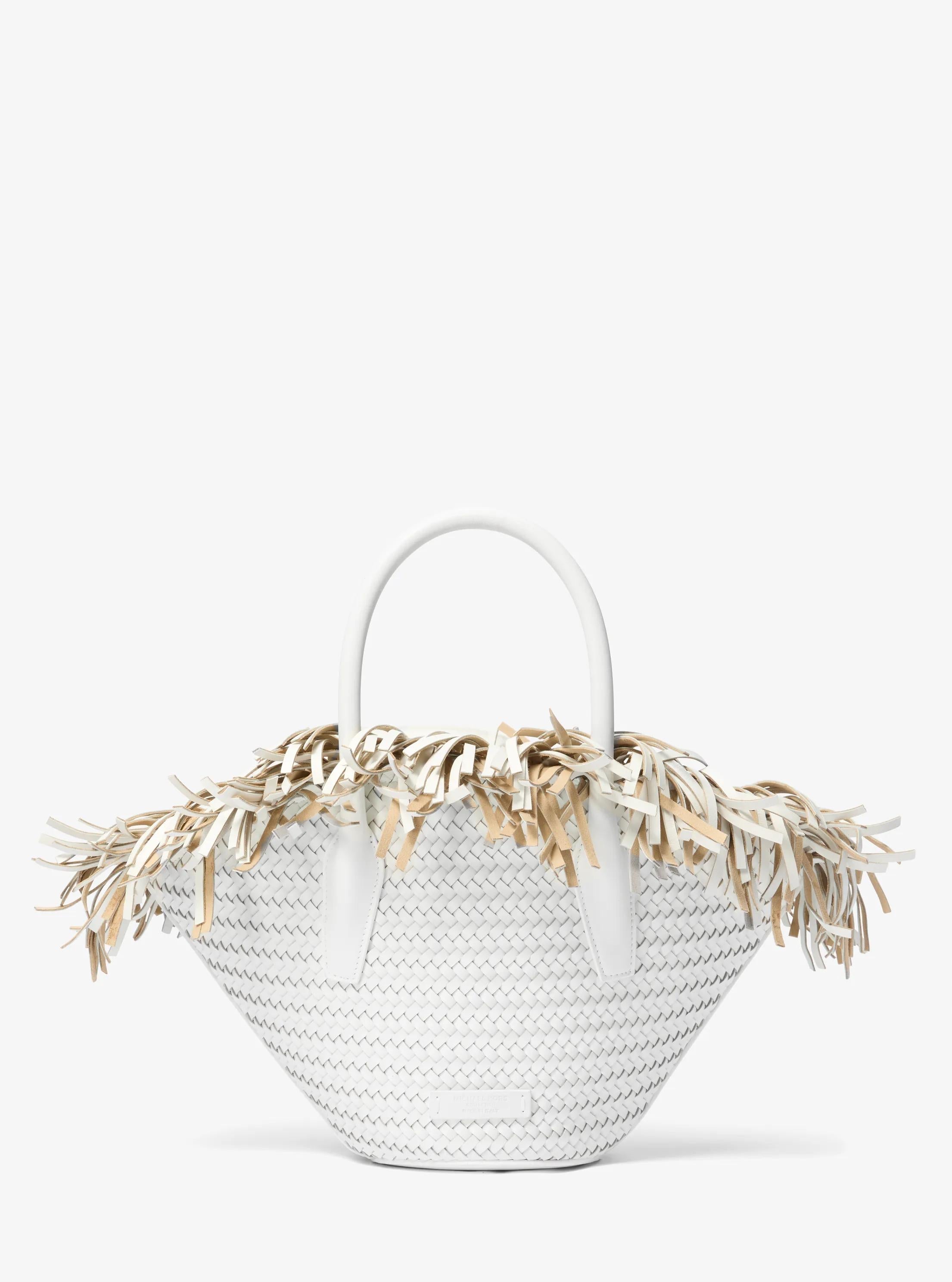 Michael Kors Sardinia Mini Hand-Woven Leather Basket Tote Bag Work Shoulder Bag