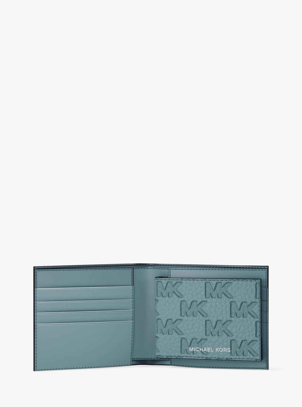 Michael Kors Hudson Signature Logo Embossed Leather Billfold Wallet and Passcase