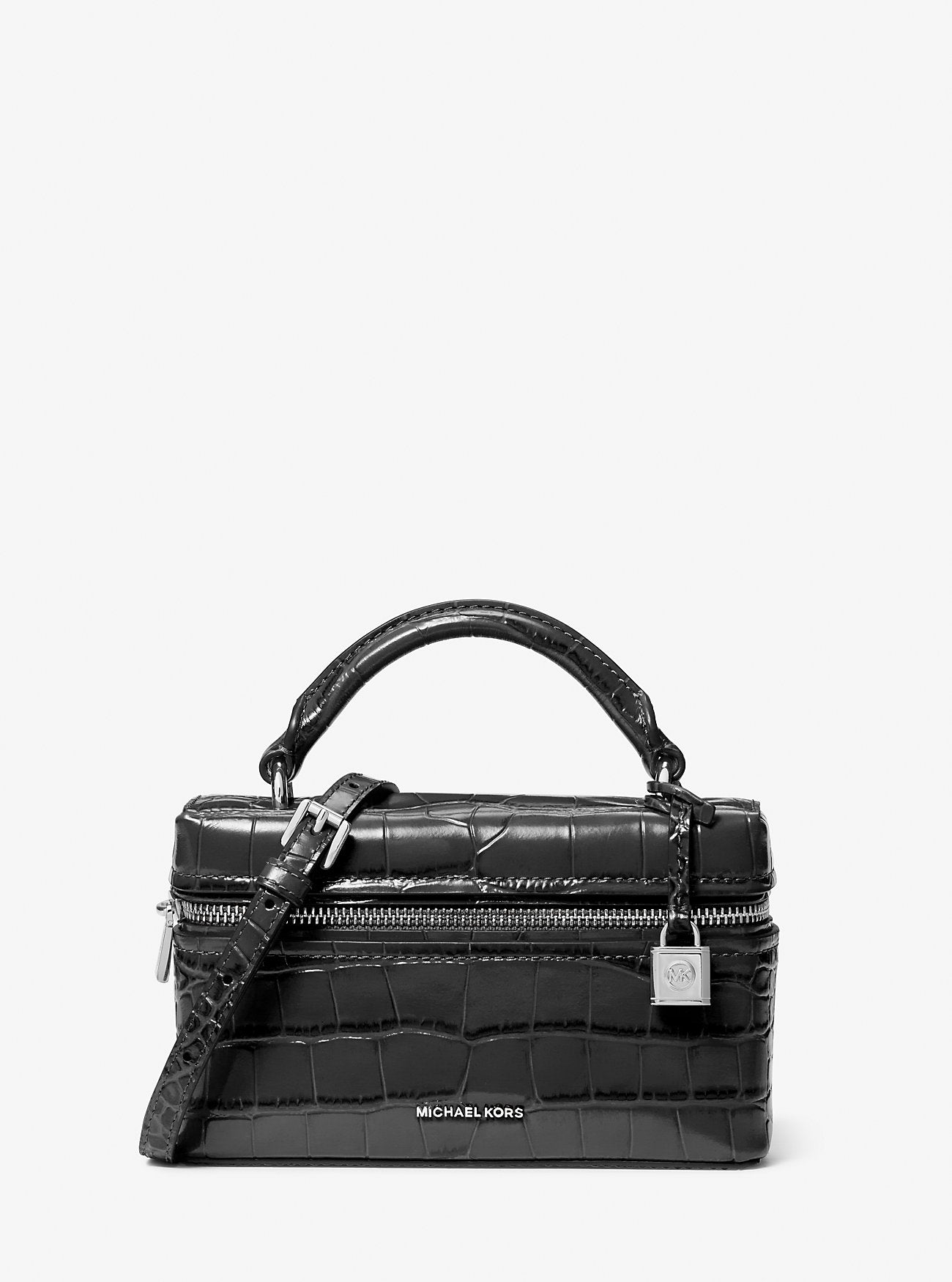 Michael Kors Jana Extra-Small Crocodile Embossed Leather Crossbody Bag Bag