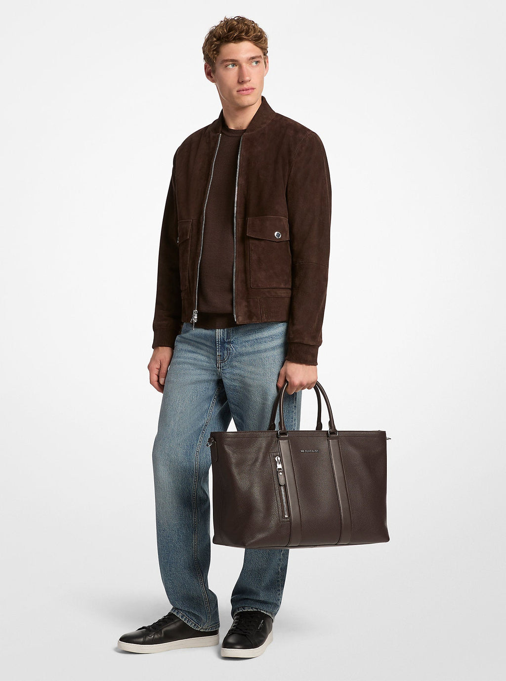 Michael Kors Hudson Pebbled Leather Tote Bag Work Shoulder Bag