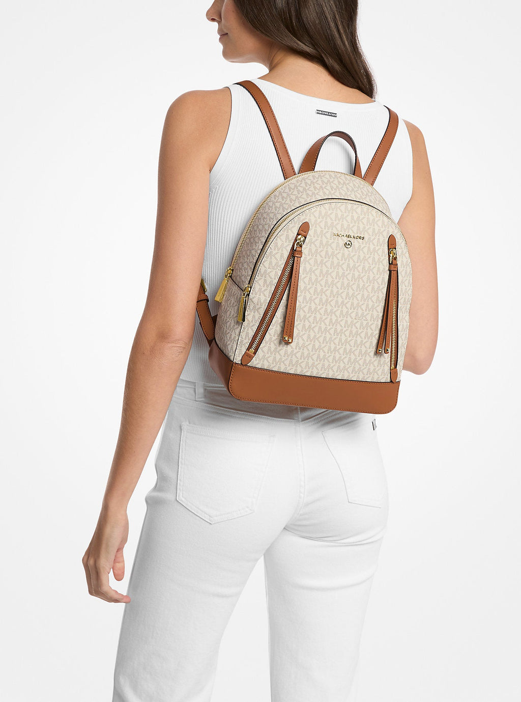 Michael Kors Brooklyn Medium Signature Logo Backpack Travel School Bag