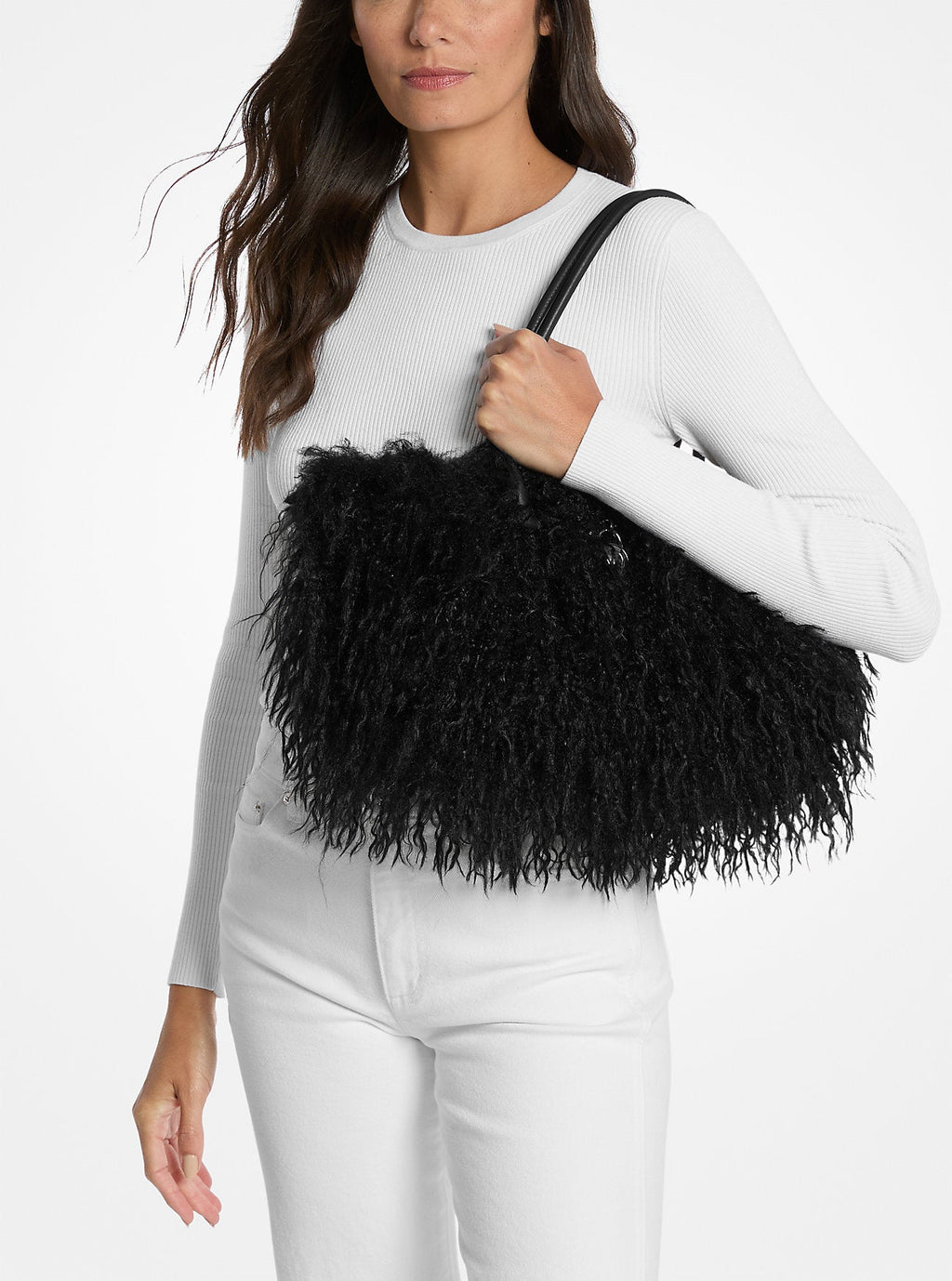 Michael Kors Hamilton Moderne Small Faux Shearling Satchel