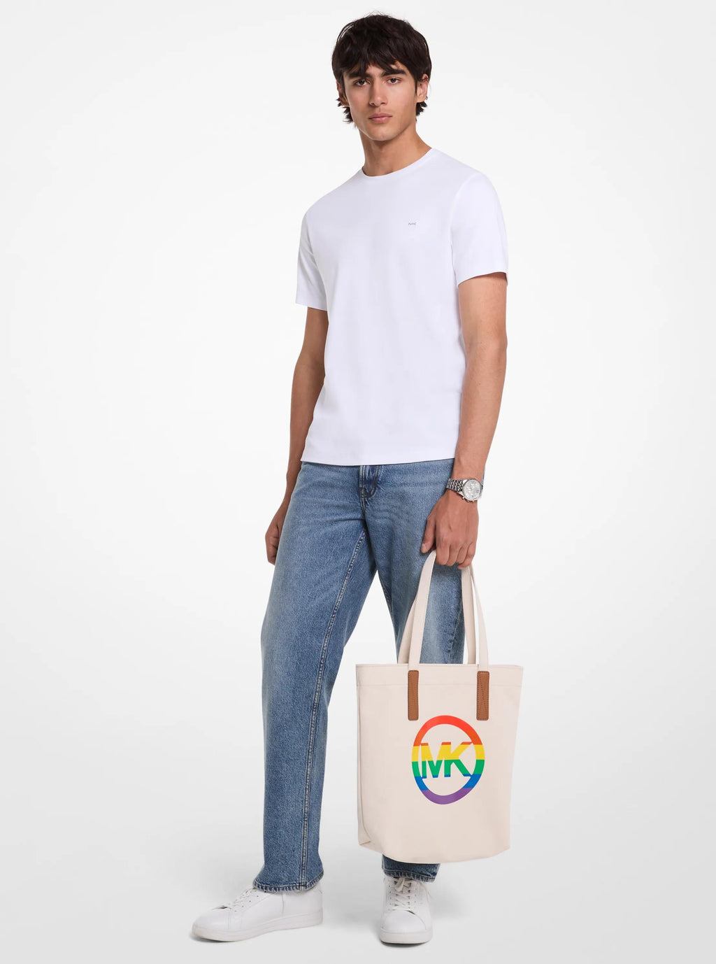 Michael Kors PRIDE Rainbow Signature Logo Cotton Tote Bag Work Shoulder Bag
