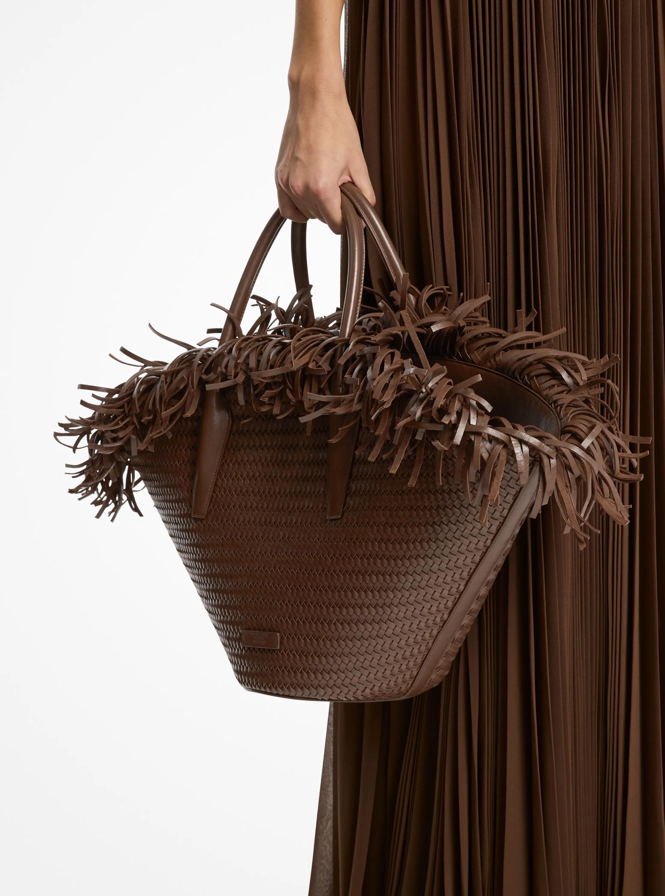 Michael Kors Sardinia Large Hand-Woven Leather Basket Tote Bag Work Shoulder Bag