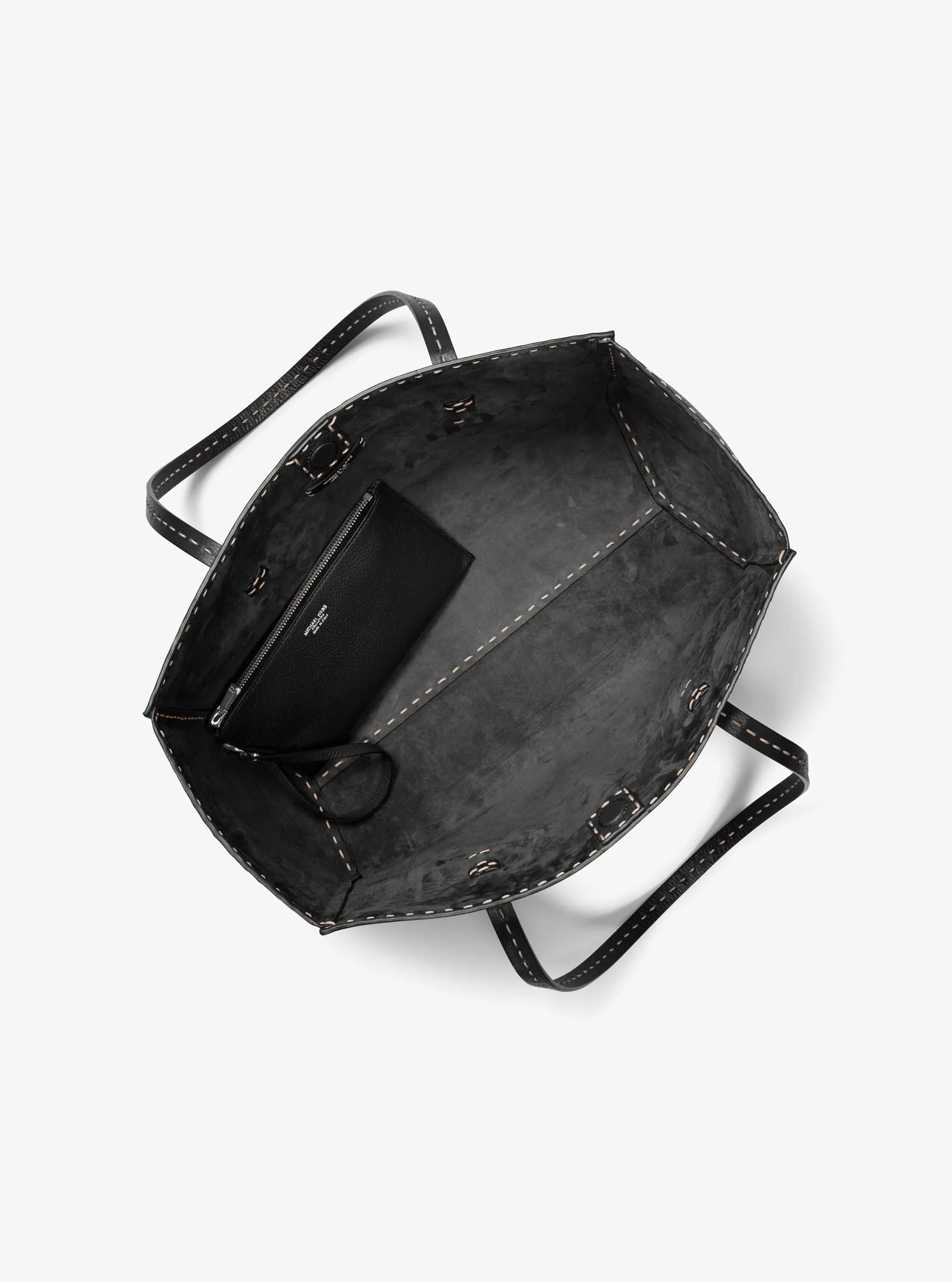 Michael Kors Sharon Hand-Stitched Pebbled Leather Tote Bag Work Shoulder Bag