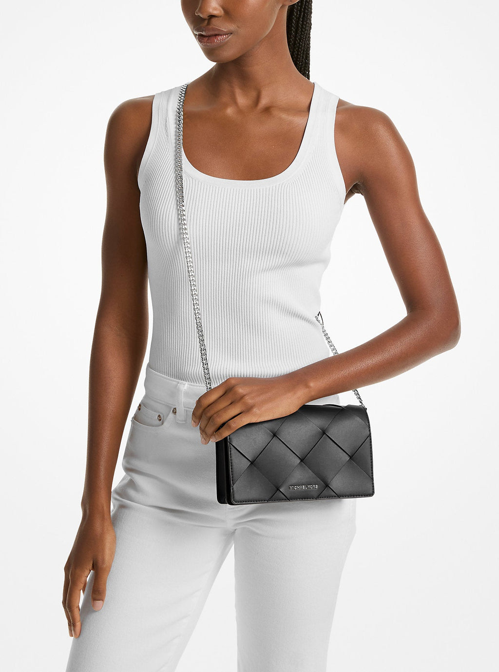 Michael Kors Jet Set Medium Woven Leather Crossbody Bag Bag