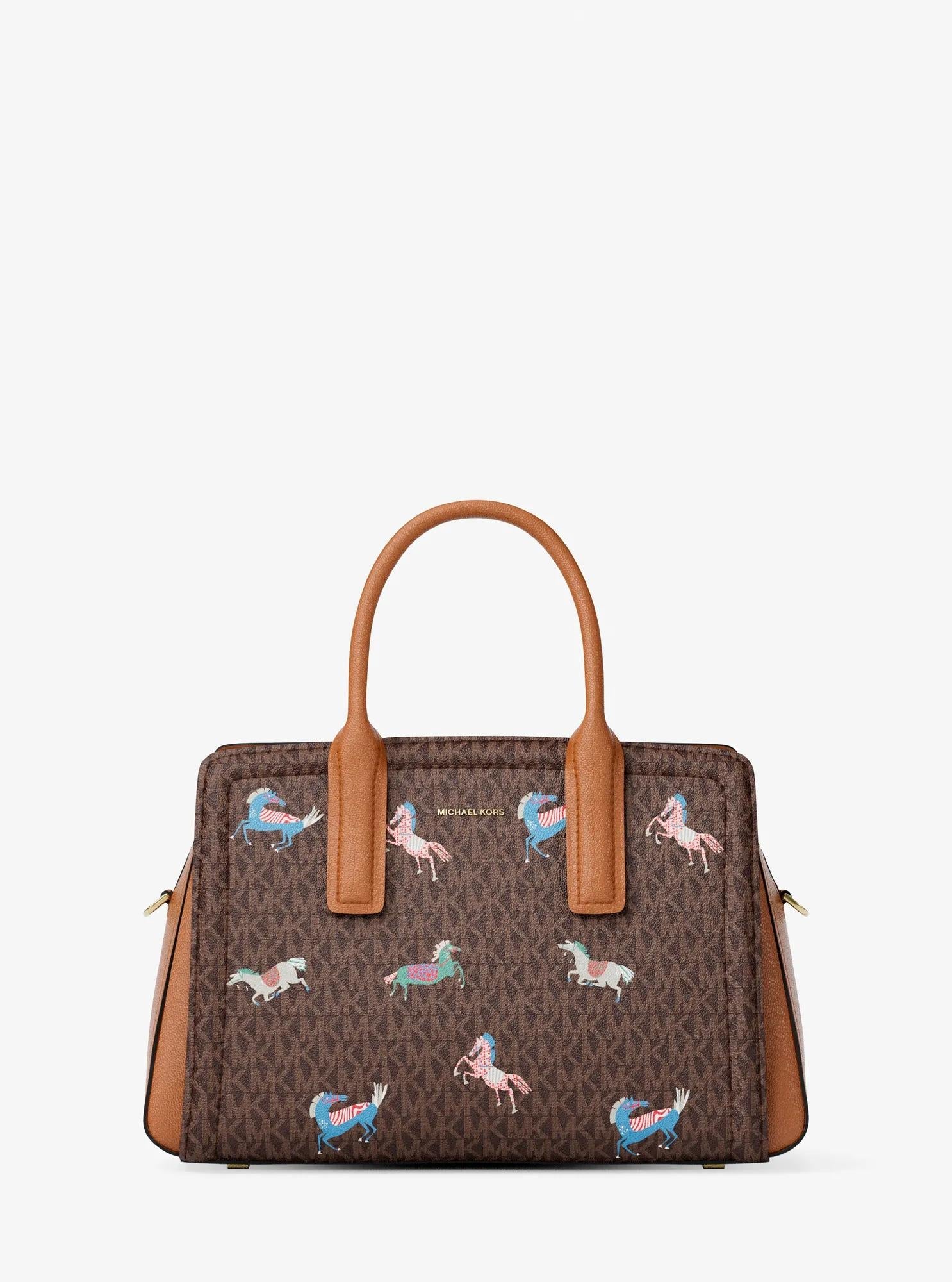 Michael Kors Laila Medium Signature Signature Logo Satchel