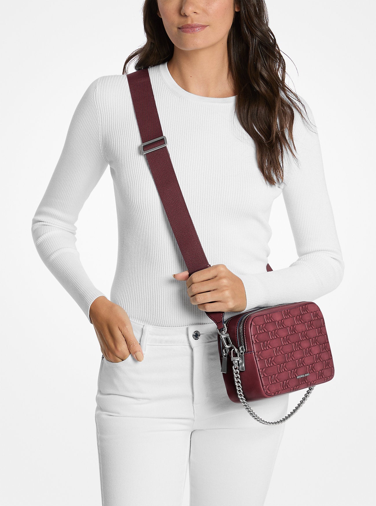 Michael Kors Bryant Medium Burnished Leather Camera Crossbody Bag Bag