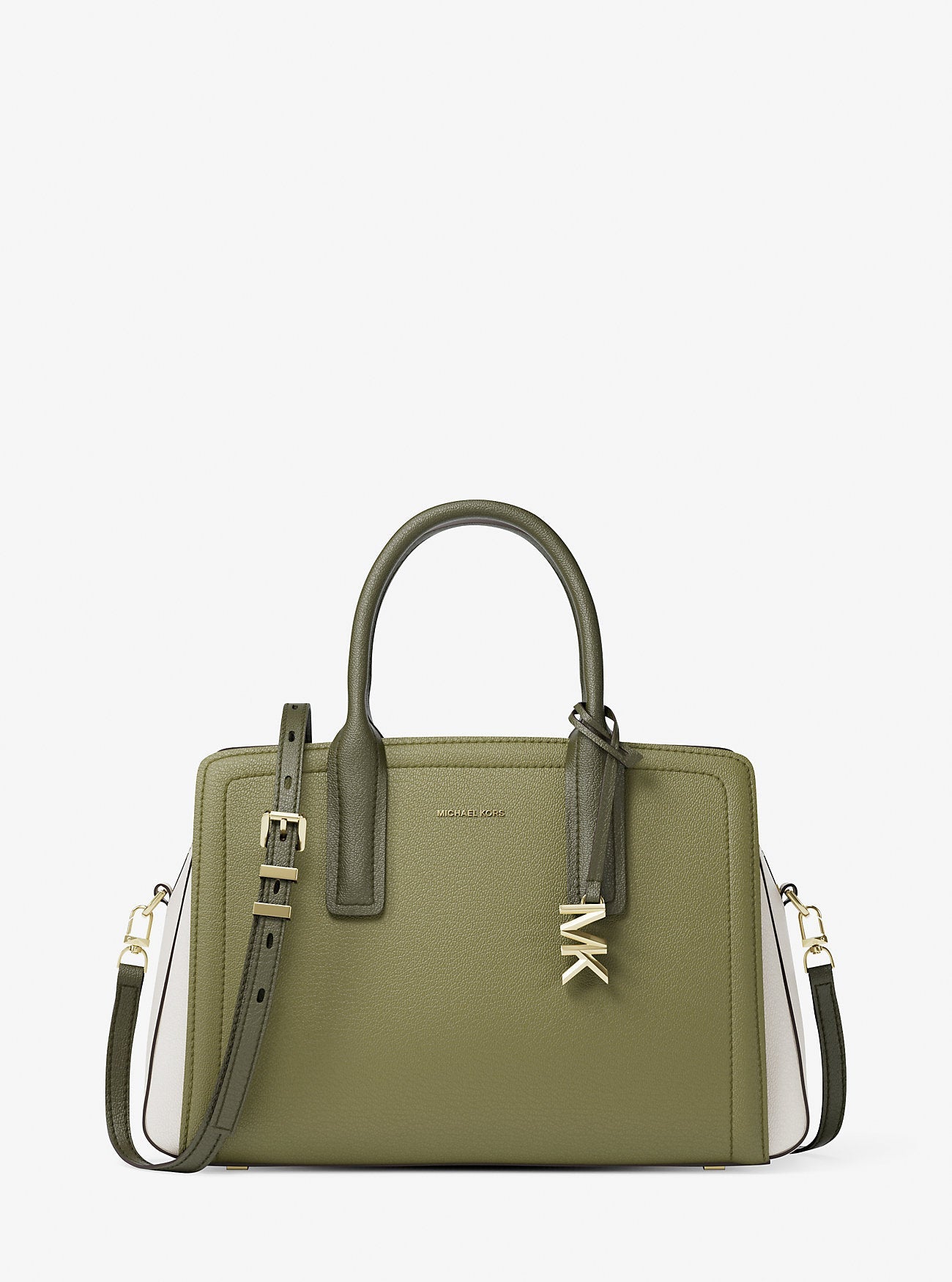 Michael Kors Laila Medium Color-Block Pebbled Leather Satchel