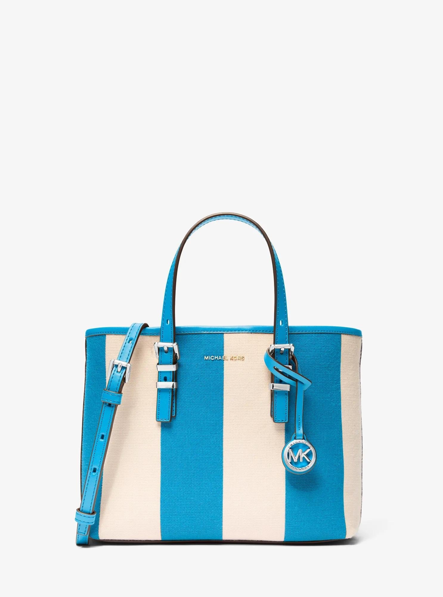Michael Kors Quinn Small Striped Canvas Convertible Crossbody Bag Bag