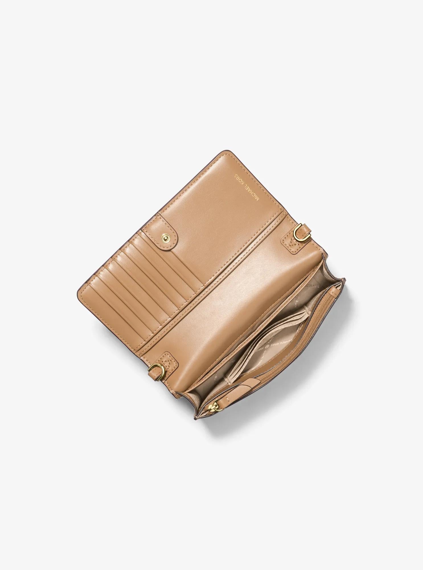 Michael Kors Jet Set Leather and Signature Signature Logo Convertible Crossbody Bag Bag
