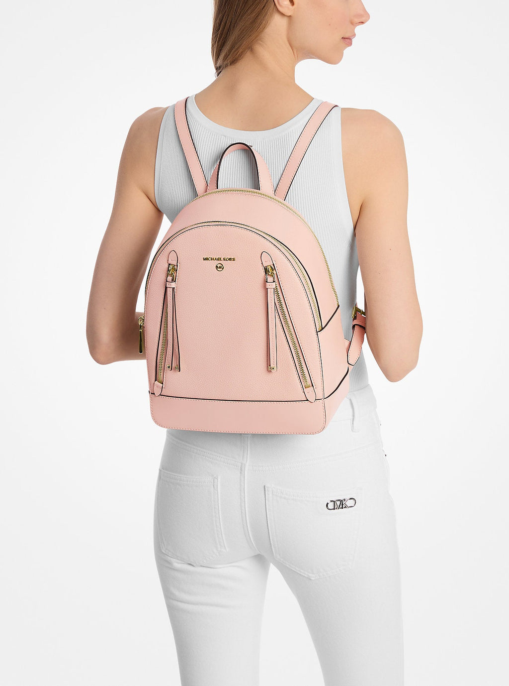 Michael Kors Brooklyn Medium Pebbled Leather Backpack Travel School Bag