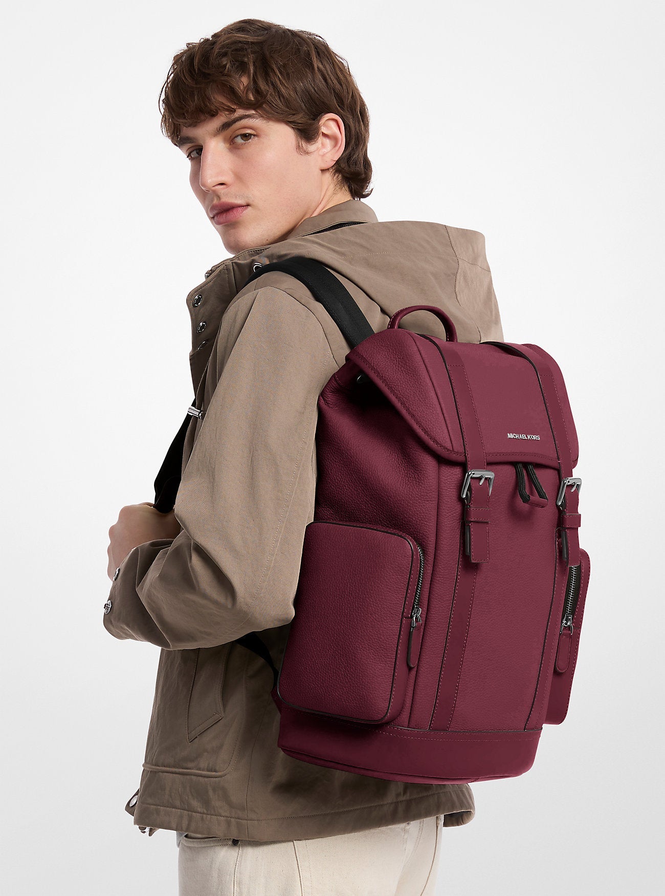 Michael Kors Hudson Pebbled Leather Backpack Travel School Bag