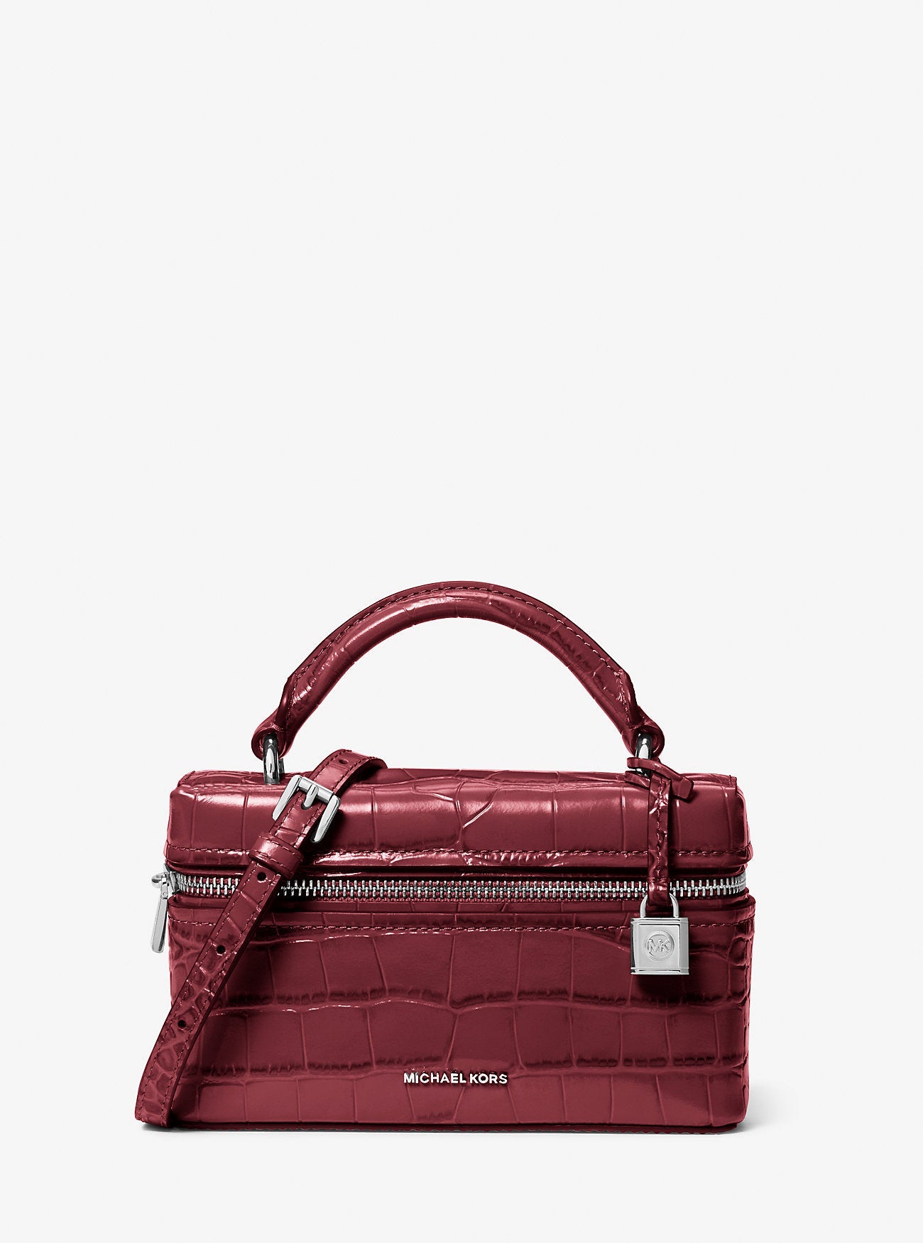 Michael Kors Jana Extra-Small Crocodile Embossed Leather Crossbody Bag Bag