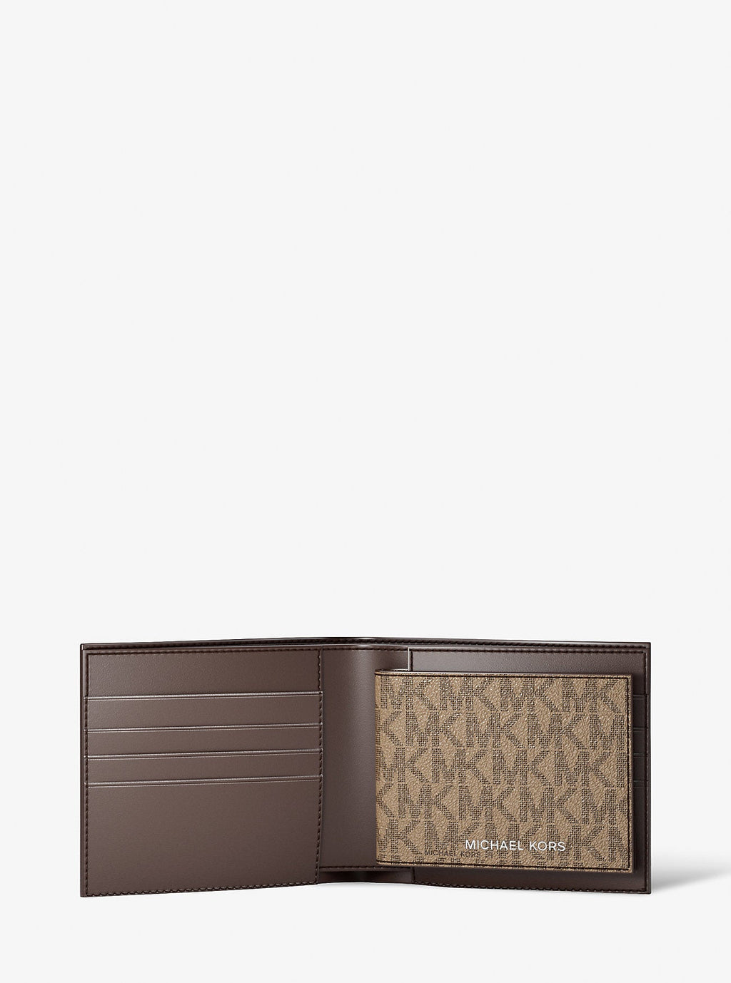 Michael Kors Harrison Signature Logo Billfold Wallet With Passcase