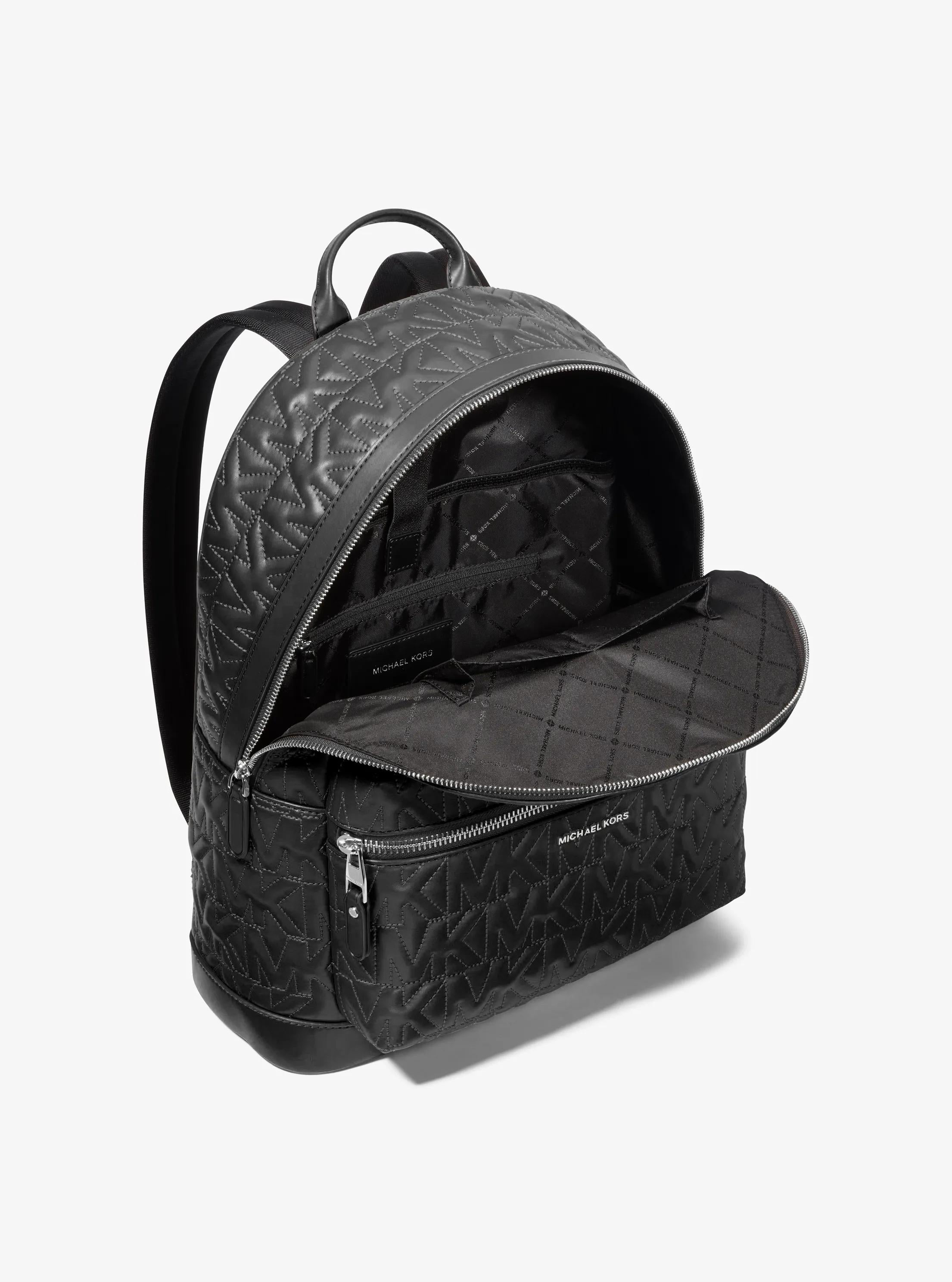 Michael Kors Hudson Medium Signature Logo Embossed Dome Backpack Travel School Bag