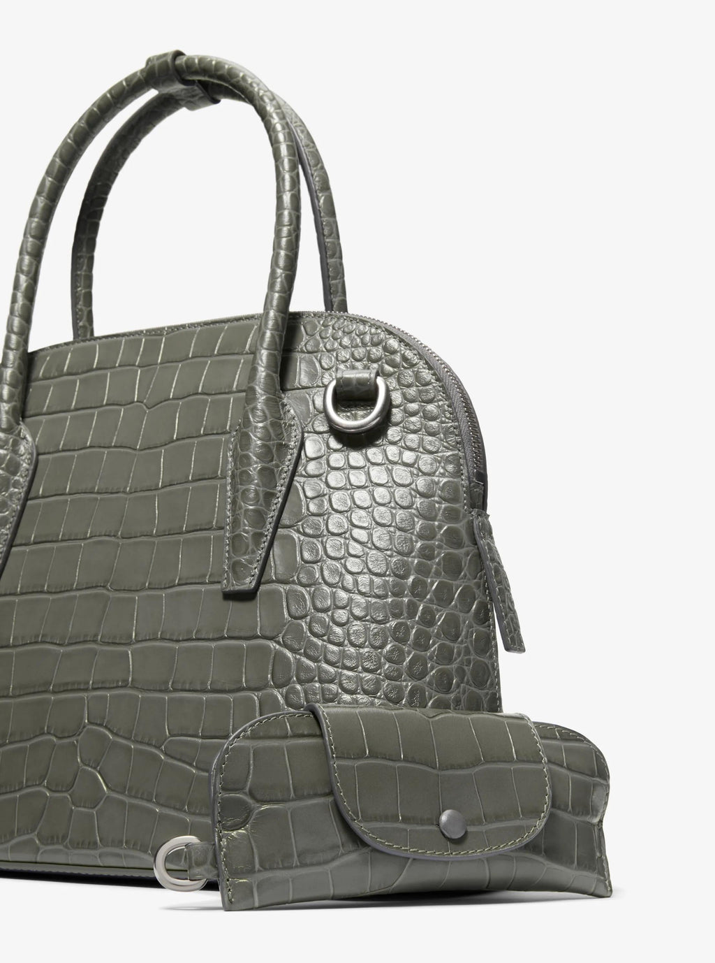 Michael Kors Kaitlin Medium Crocodile Embossed Leather Dome Satchel