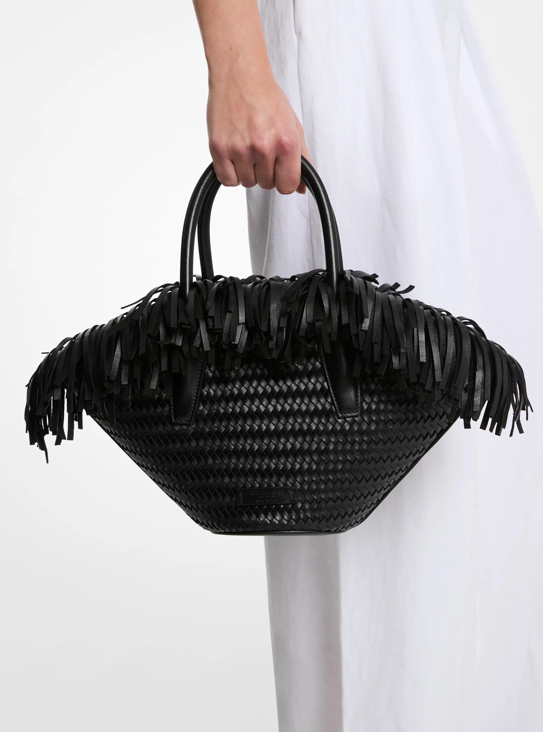 Michael Kors Sardinia Mini Hand-Woven Leather Basket Tote Bag Work Shoulder Bag