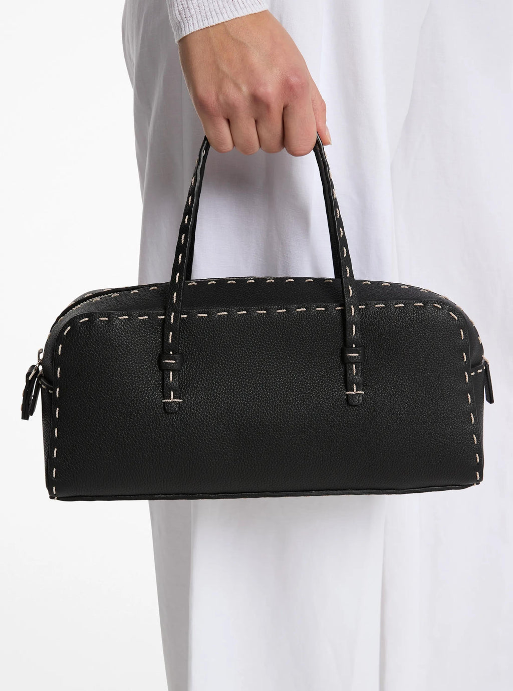 Michael Kors Roberta Hand-Stitched Pebbled Leather Satchel