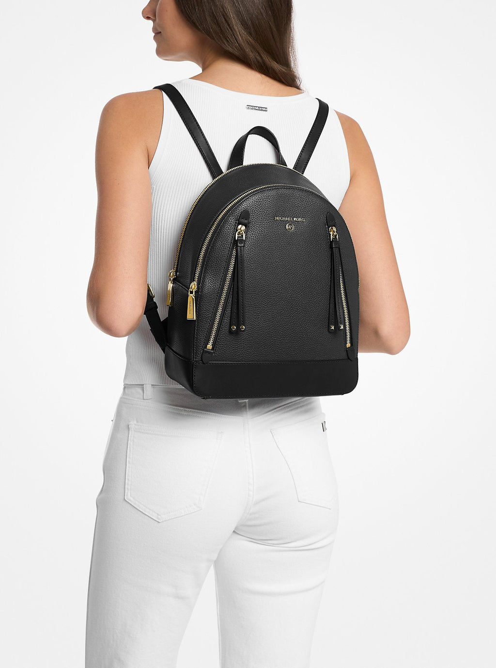 Michael Kors Brooklyn Medium Pebbled Leather Backpack Travel School Bag