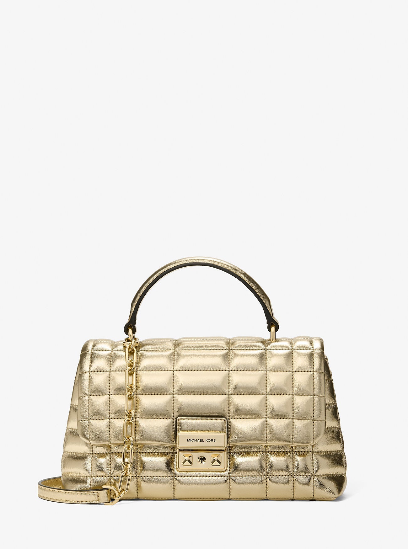 Michael Kors Tribeca Medium Metallic Leather Satchel