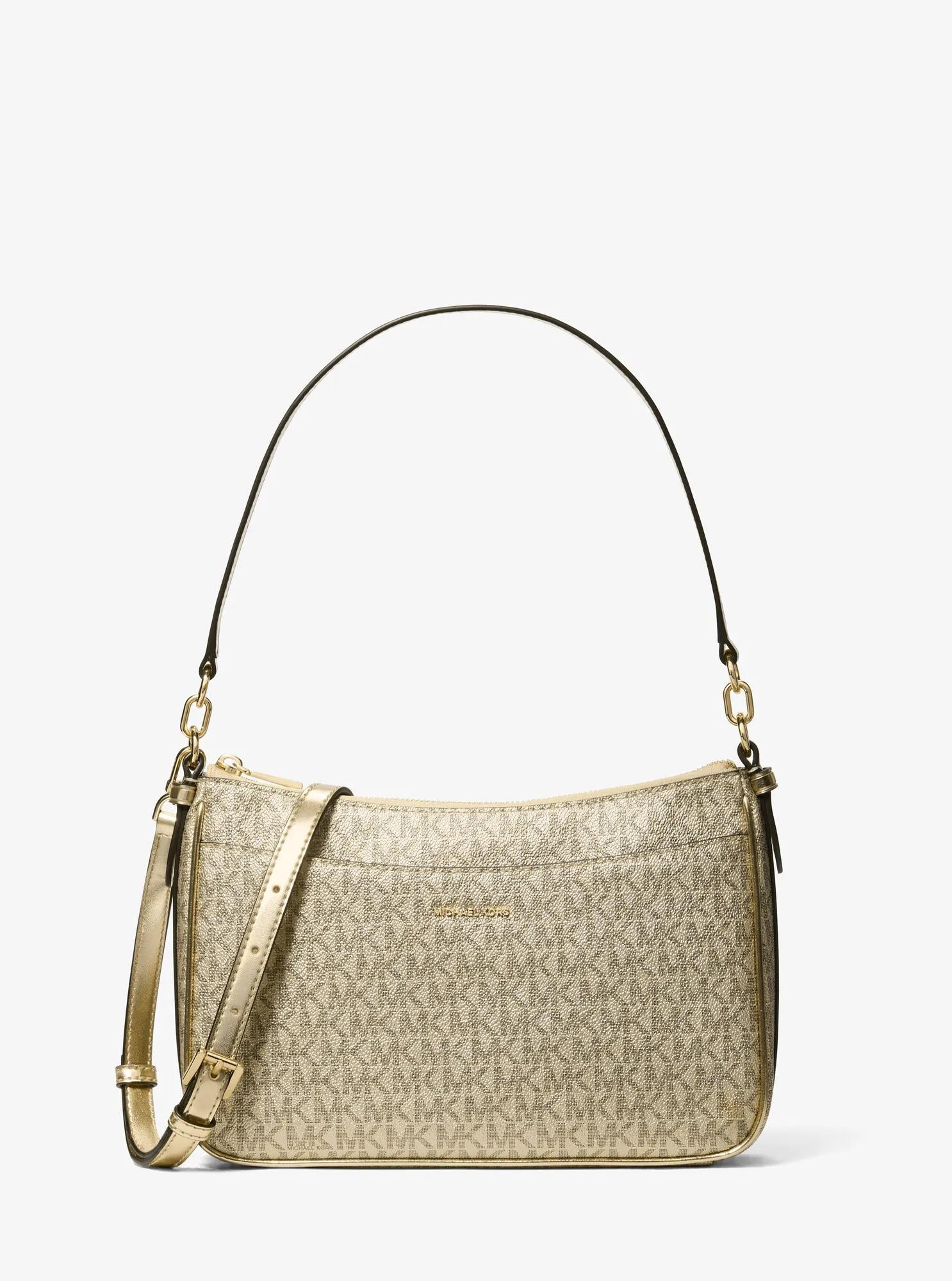 Michael Kors Jet Set Medium Metallic Signature Signature Logo Convertible Crossbody Bag Bag