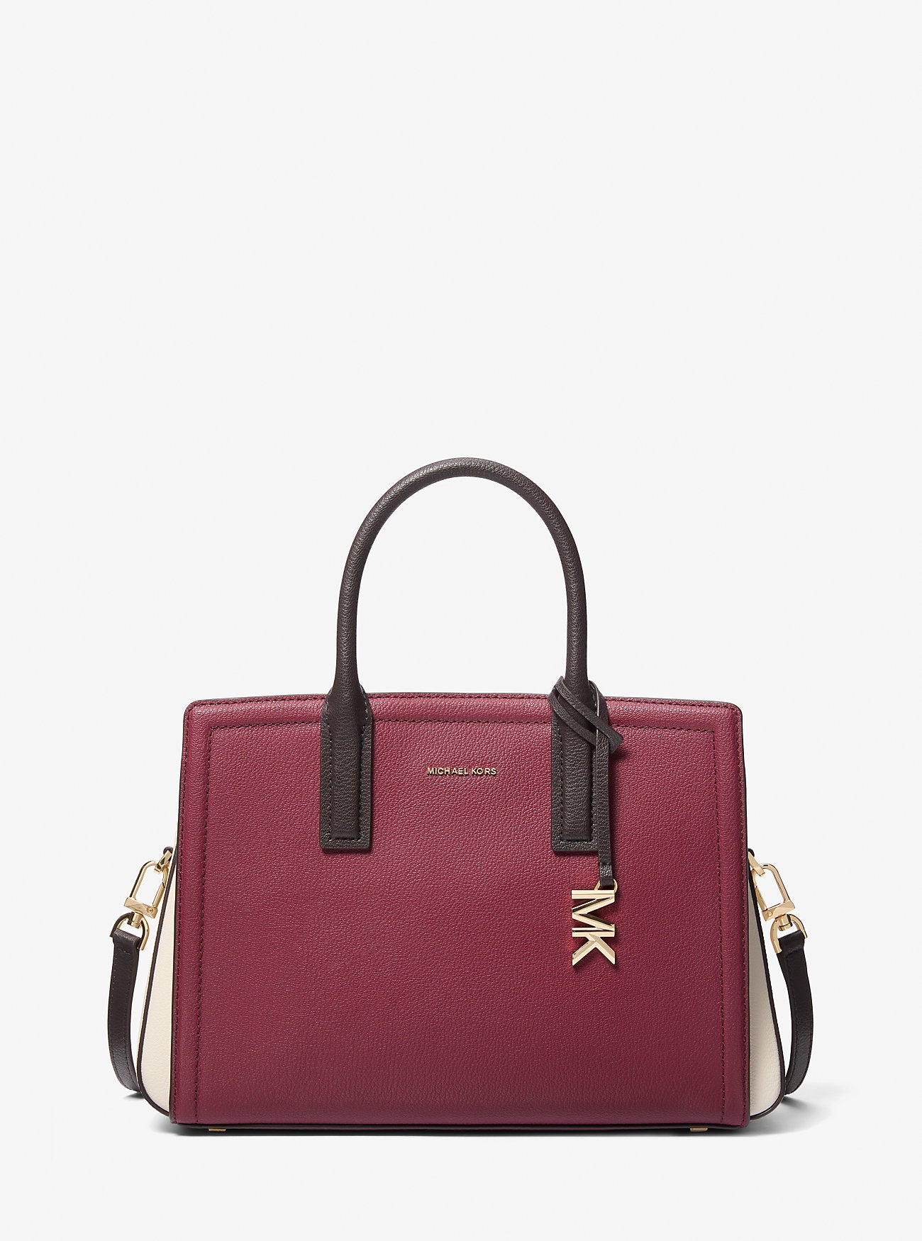 Michael Kors Laila Medium Color-Block Pebbled Leather Satchel