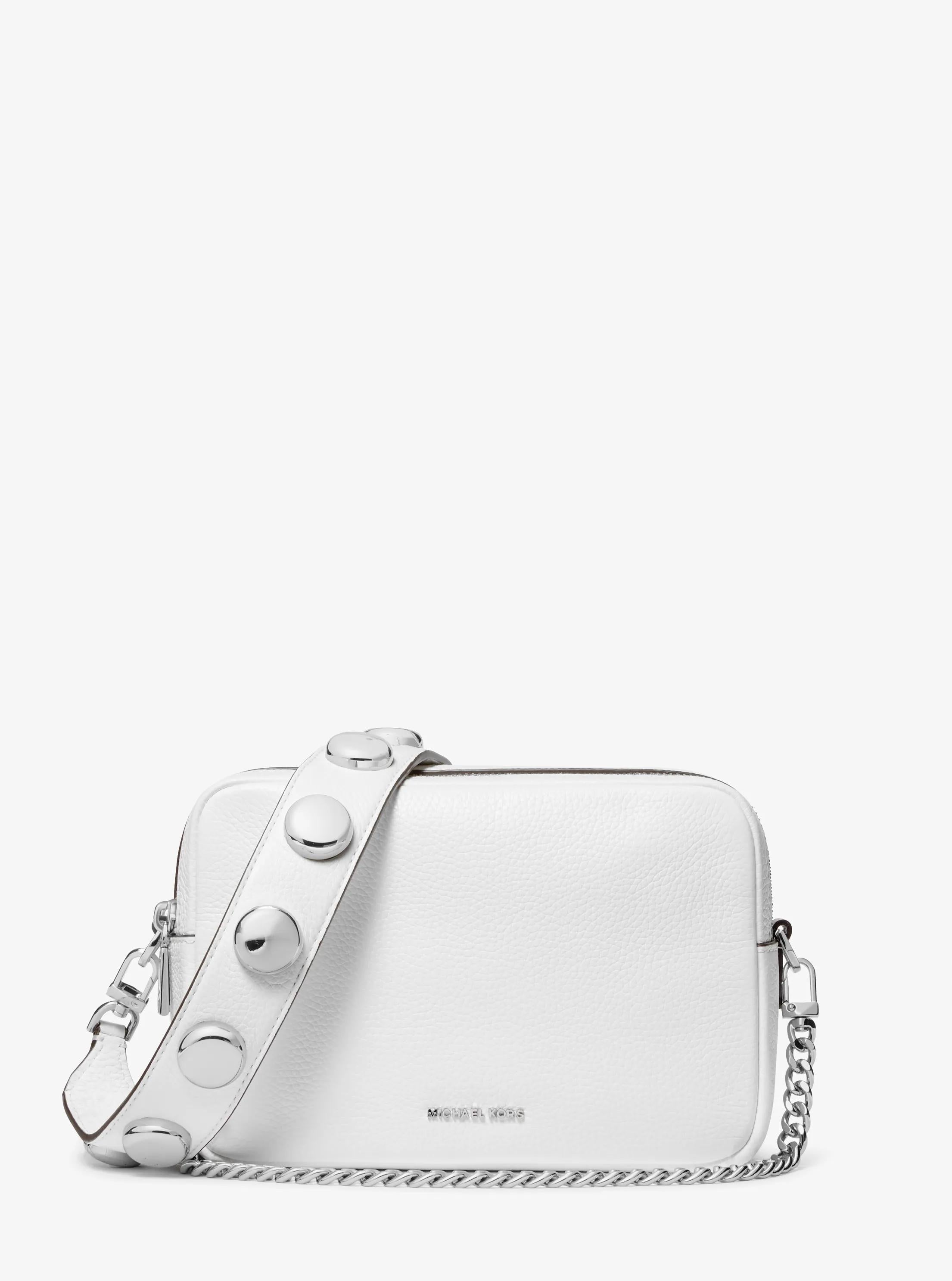 Michael Kors Bryant Medium Studded Pebbled Leather Camera Crossbody Bag Bag